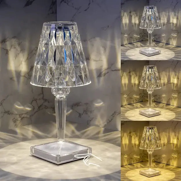 Lámpara de Mesa de Cristal — Luz de Ambiente Cálida