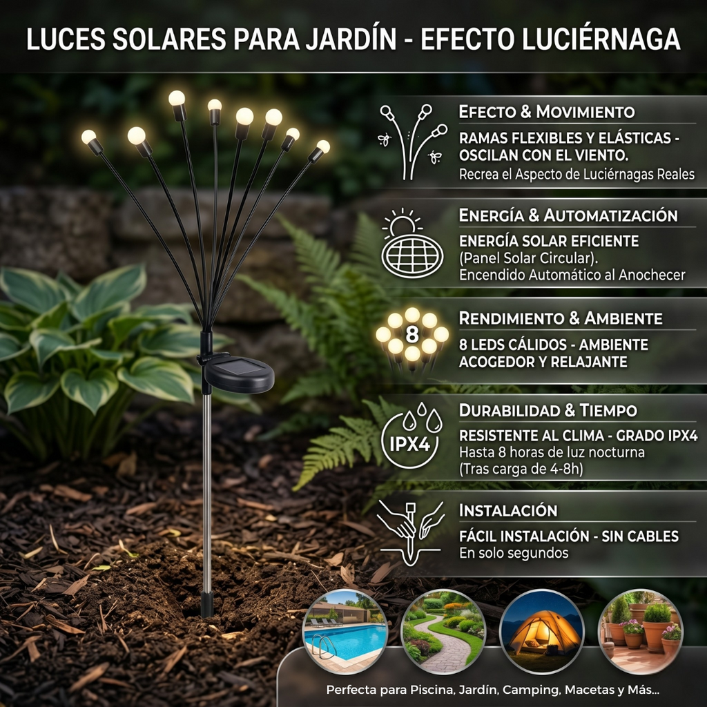 Guirnalda Solar Luciérnaga — Luces de Jardín