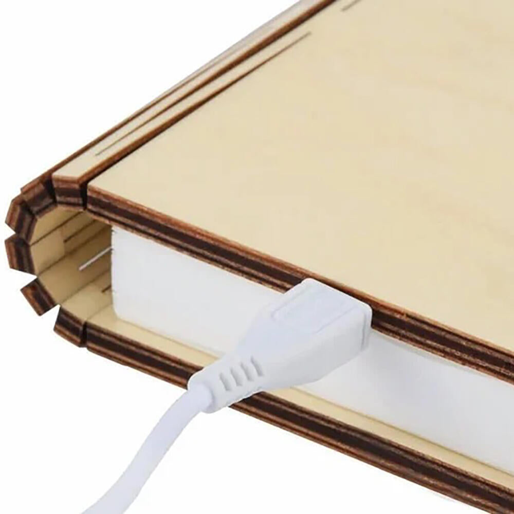 Lámpara Libro de Madera Plegable — Luz de Mesilla