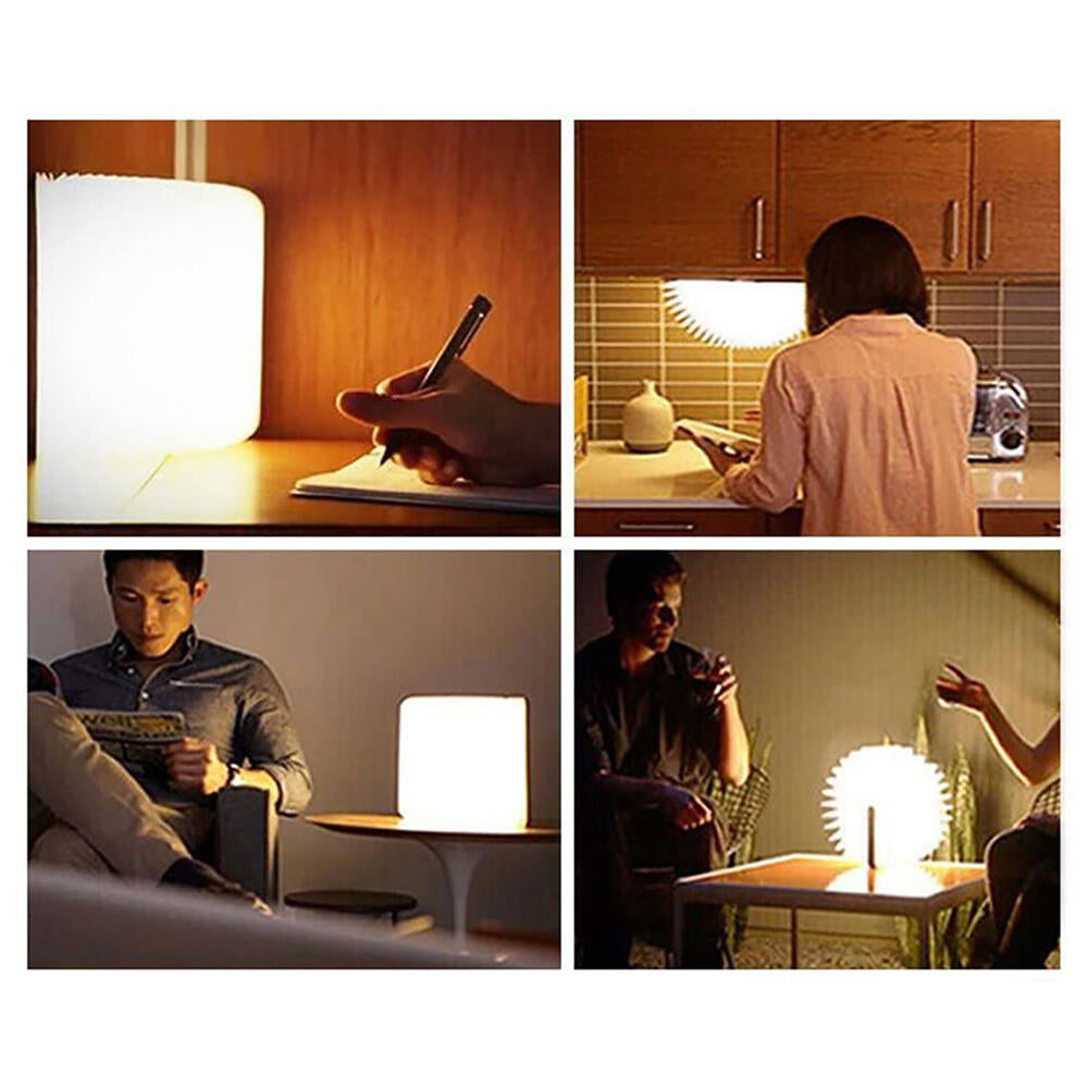 Lámpara Libro de Madera Plegable — Luz de Mesilla