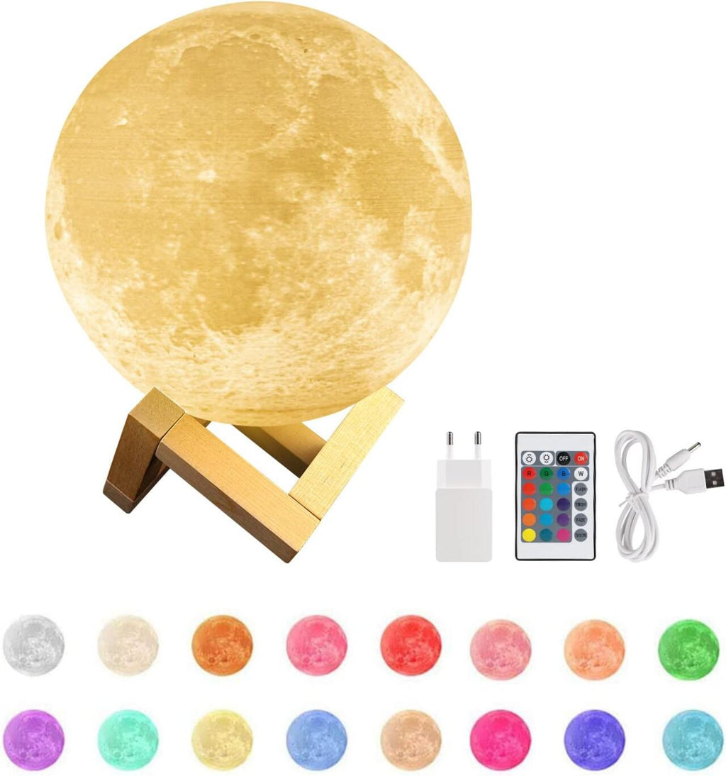 Lámpara Luna 3D — 16 Colores con Mando